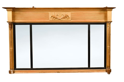 Lot 605 - A Regency gilt framed triple plate overmantle mirror