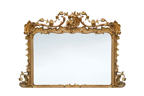 Lot 637 - A 19th century gilt gesso framed overmantle mirror