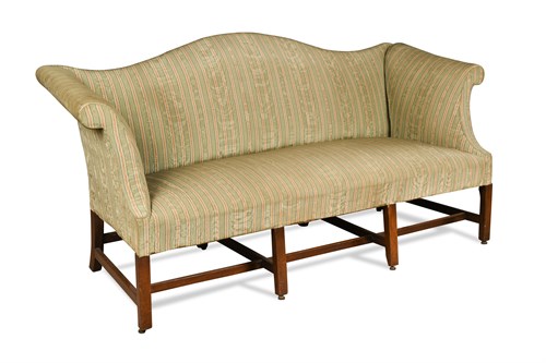 Lot 576 - A George III camel back sofa