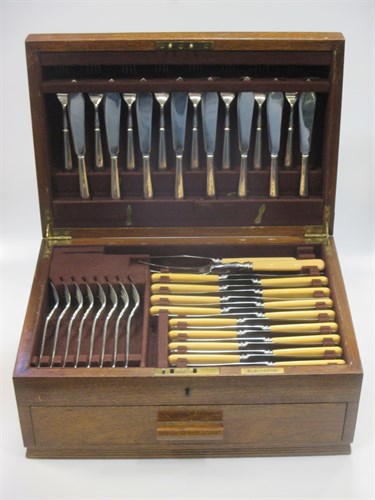 Lot 287 - An Elkington mahogany cased canteen of plated...
