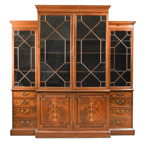 Lot 587 - A late 19th century mahogany and inlaid library bookcase