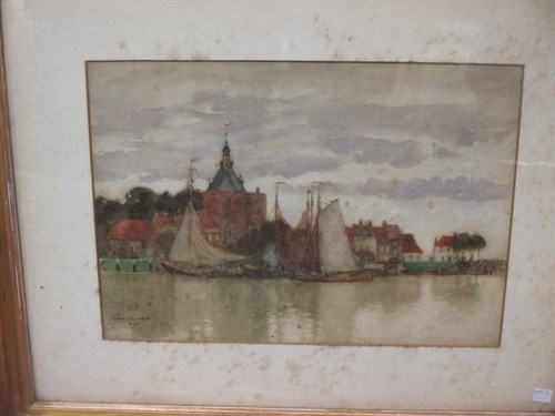 Lot 362 - Herbert Marshall River Landscape with Boats...