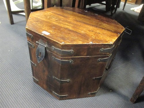 Lot 399 - An Indian octagonal box with metal banding
