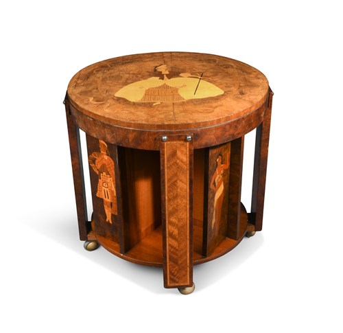 Lot 150 - An Art Deco marquetry inlaid revolving bookcase