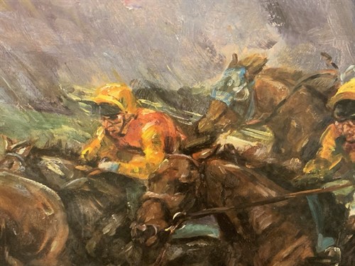 Lot 33 - Claire Eva Burton, Jumping a fence, colour...
