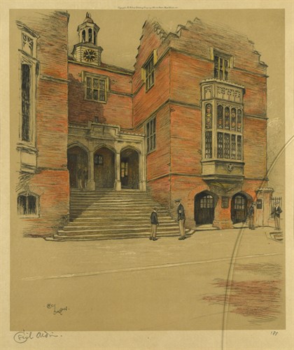 Lot 36 - Cecil Aldin, Harrow School, chromolithograph,...