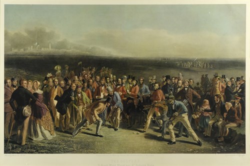 Lot 52 - After Lees, The Golfers, coloured engraving by...