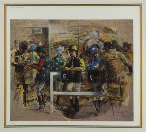 Lot 61 - Frank Wright, the weighing room at Aintree,...