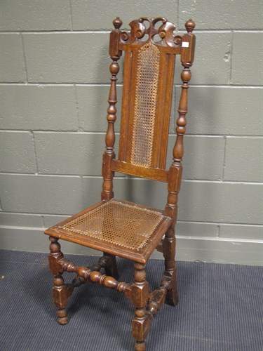 Lot 455 - A Carolean style oak standard chair with...