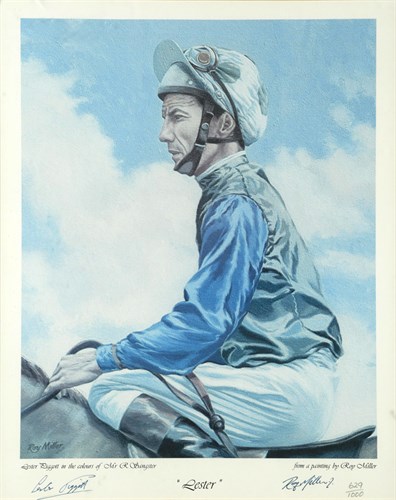 Lot 68 - Susan Crawford, Lester Piggott, oval colour...