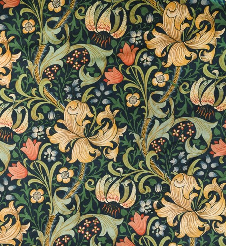 Lot 93 - After William Morris, a pair of Golden Lily pattern curtains