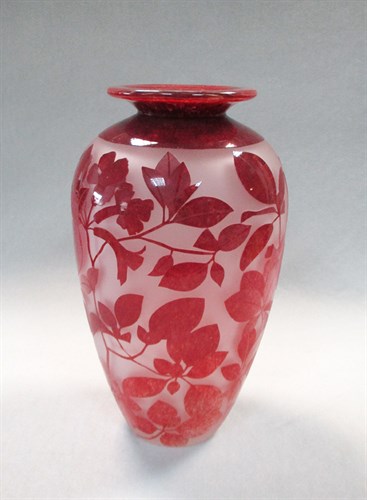 Lot 19 - Amanda Louden, (Australian, 20th/21st century), a handblown and sandblasted glass vase