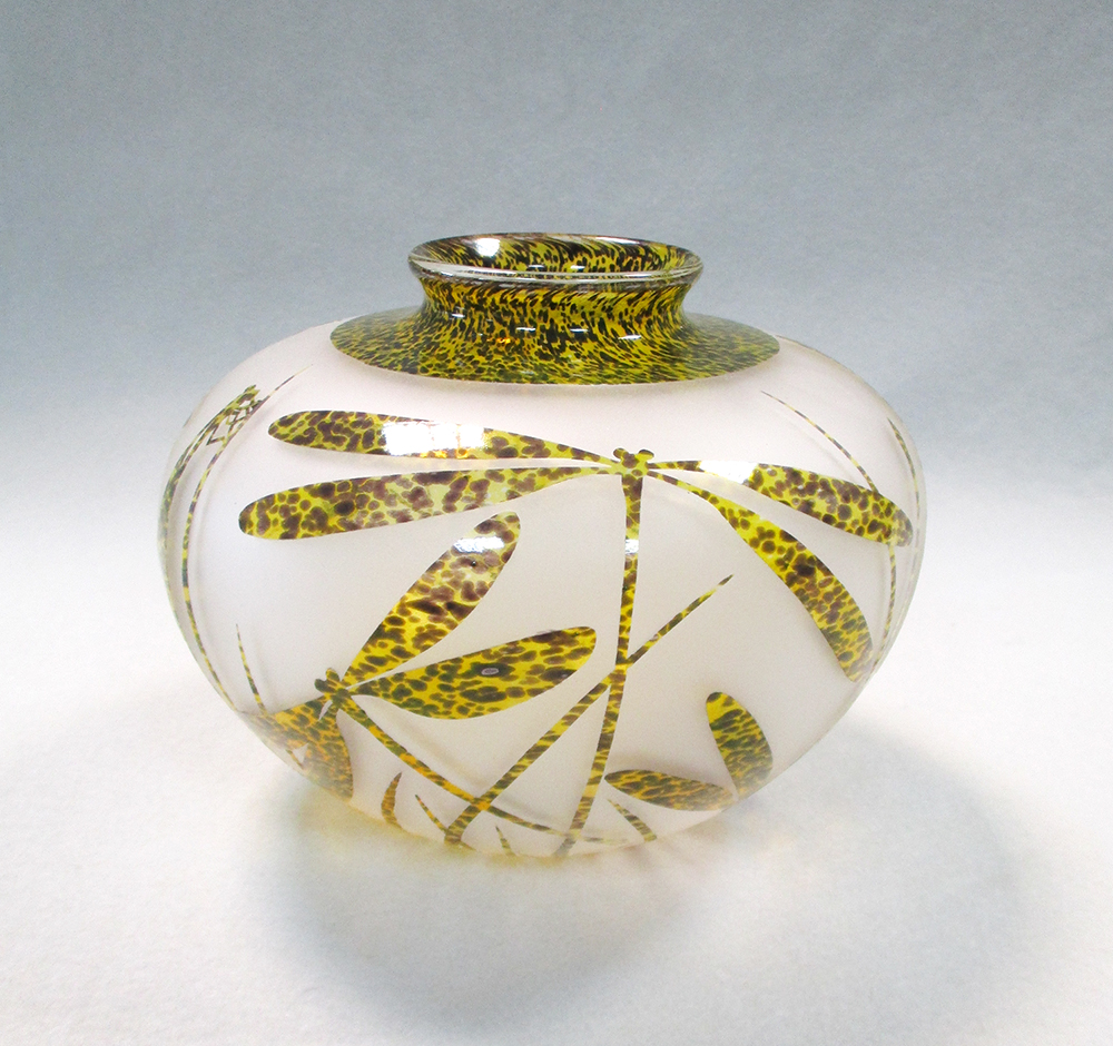 Lot 20 - Amanda Louden, (Australian, 20th/21st century), a handblown and sandblasted glass vase
