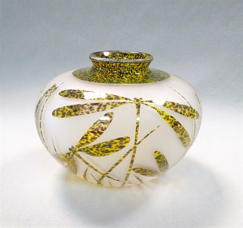 Lot 20 - Amanda Louden, (Australian, 20th/21st century), a handblown and sandblasted glass vase