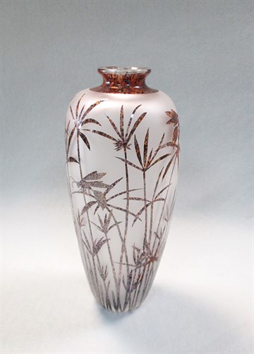 Lot 21 - Amanda Louden, (Australian, 20th/21st century), a handblown and sandblasted glass vase