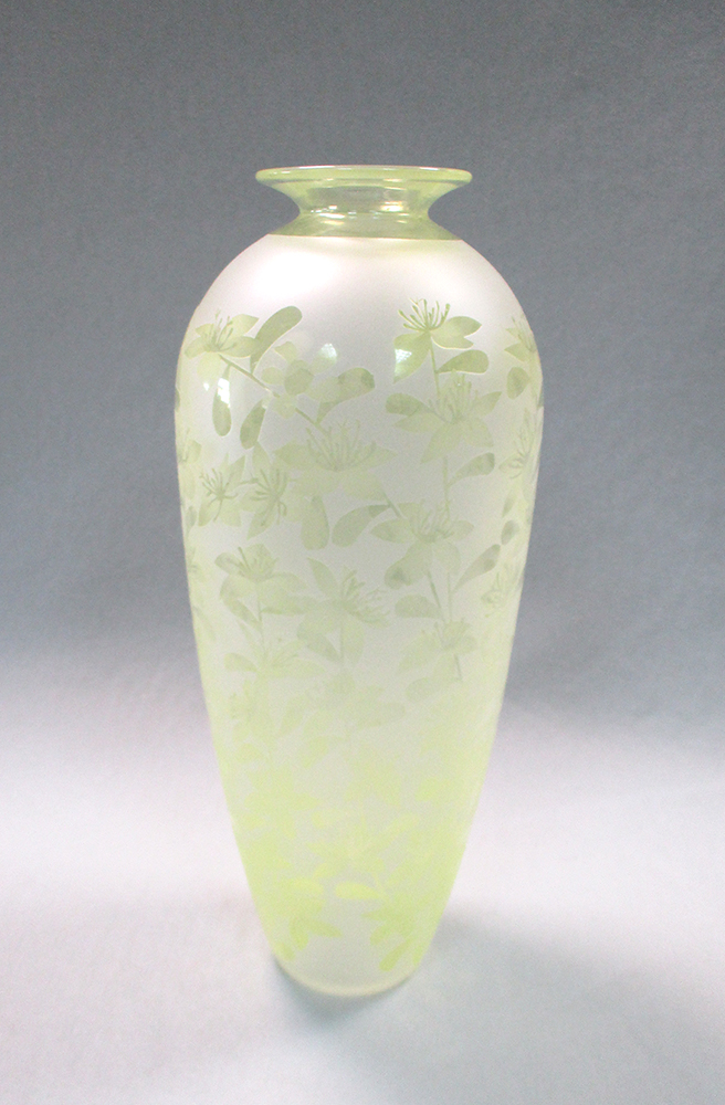 Lot 23 - Amanda Louden, (Australian, 20th/21st century), a handblown and sandblasted glass vase