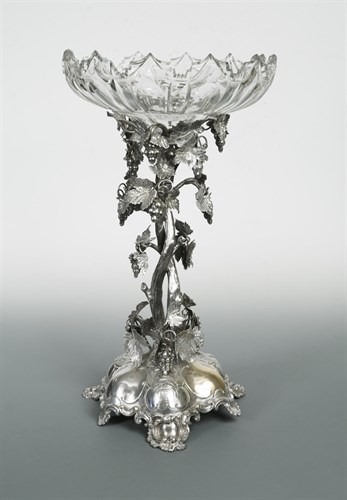 Lot 379 - A Victorian silver and cut glass table centrepiece