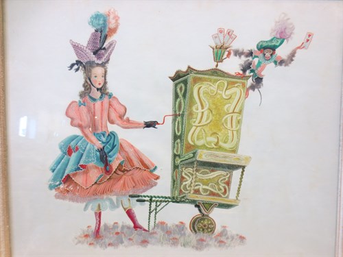 Lot 496 - Marilac, Barrel organ with lady and monkey,...