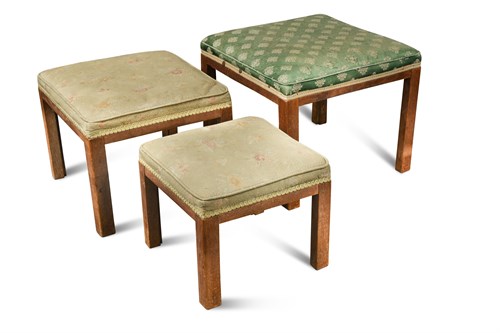 Lot 127 - A nest of three 1930s Parker Knoll limed oak stools