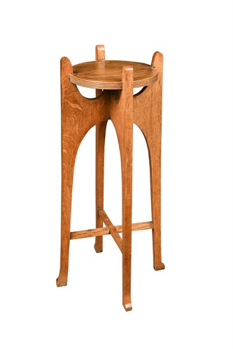 Lot 120 - Attributed to John Ednie for Wylie & Lochhead, Glasgow, an Arts & Crafts oak jardiniere stand, circa 1900
