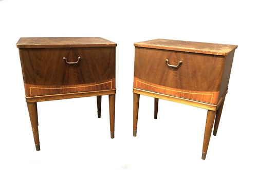 Lot 155 - A pair of 1940s Scandinavian walnut bedsides cabinets