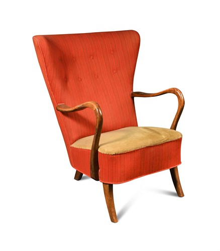 Lot 165 - In the manner of Søren Hansen, a 1950s Danish wing-back armchair