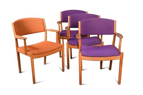 Lot 166 - Poul M. Volther for FDB Furniture, a set of six oak elbow chairs