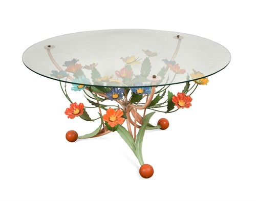 Lot 184 - A mid-century glass topped coffee table, probably Italian