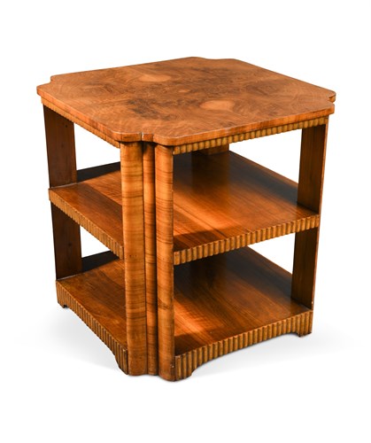 Lot 153 - An Art Deco walnut three-tier occasional table