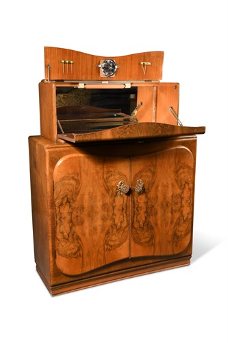 Lot 154 - A Rivington Art Deco style walnut cocktail cabinet