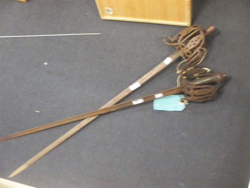 Lot 130 - Two Scottish basket hilt swords with...