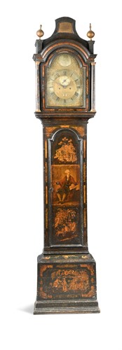 Lot 488 - A George III black lacquer longcase clock, circa 1770