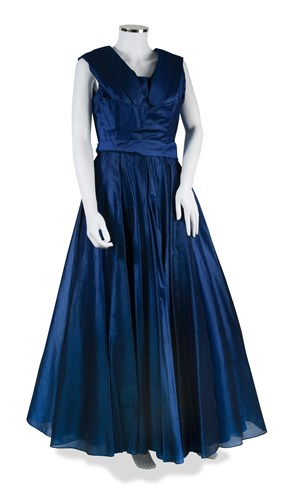 Lot 73 - A black pleated tulle evening dress, 1930s