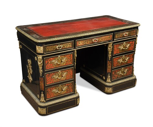 Lot 559 - A Victorian boulle work twin pedestal desk