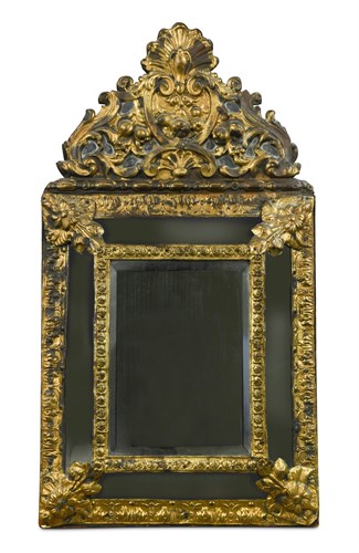 Lot 446 - A pair of Dutch gilt brass wall mirrors