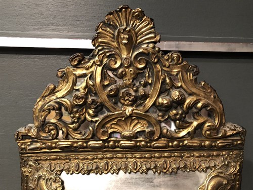Lot 446 - A pair of Dutch gilt brass wall mirrors