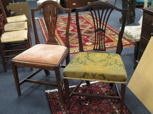 Lot 473 - Four arched splat back dining chairs and two...