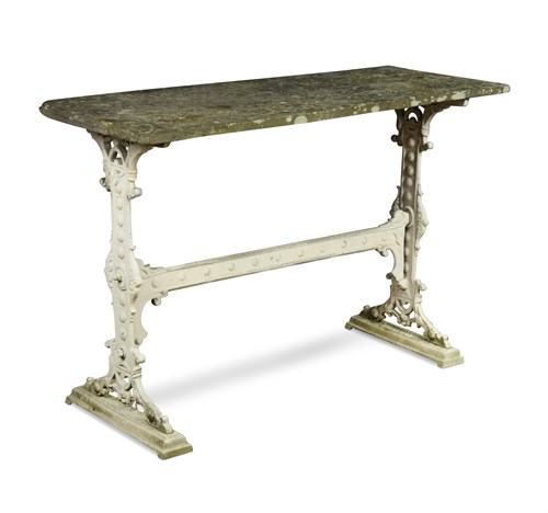 Lot 692 - A cast iron and slate garden table