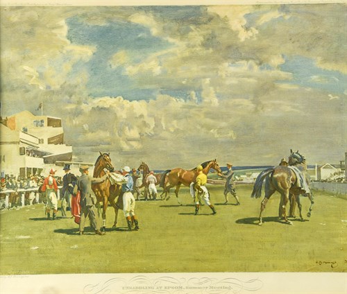 Lot 81 - After Sir Alfred Munnings, Unsaddling at Epsom,...