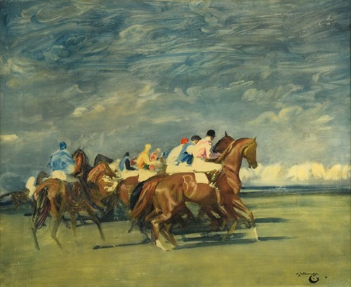 Lot 85 - After Sir Alfred Munnings, The Start, colour...