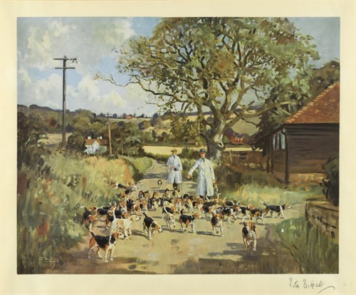 Lot 95 - Peter Biegel, Hound Exercise, signed colour...