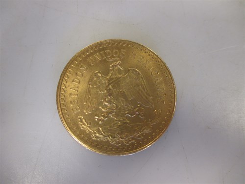 Lot 266 - Mexico gold 50 Pesos coin, 1947
