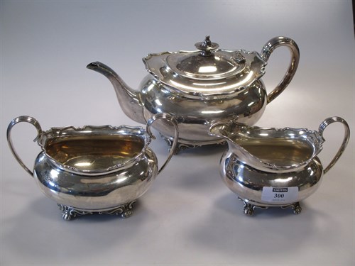 Lot 300 - Three piece silver tea service