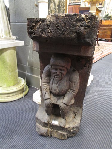 Lot 500 - A carved elephant stool together with a carved...
