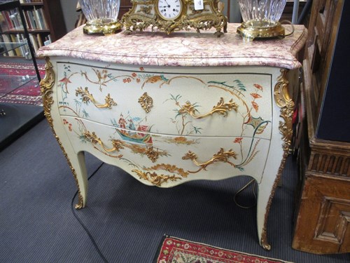 Lot 434 - A painted marble top commode H83cm W105cm D53cm