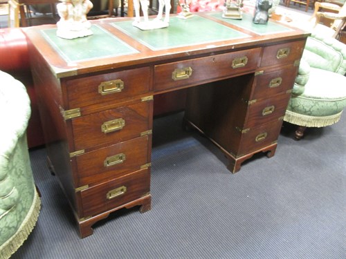 Lot 407 - A suite of mahogany and brass 'Campaign' style...