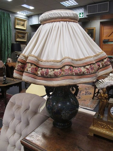 Lot 424 - A Chinese cloisonne enamel vase lamp height...