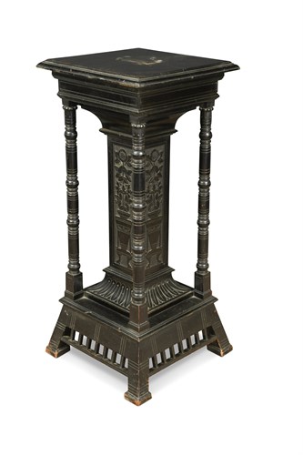 Lot 224 - An Aesthetic period ebonsed pedestal column in the manner of Christopher Dresser