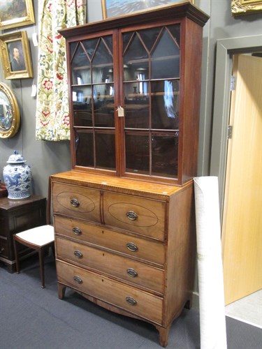 Lot 442 - A 19th century mahogany secretaire bookcase...