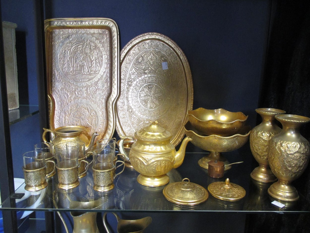 Lot 170 - A 20th century Iranian gold plated samovar set...